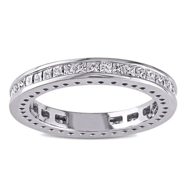 butterfly ring for women -Miadora Signature Collection 14k White Gold 1ct TDW Princess Cut Diamond Band