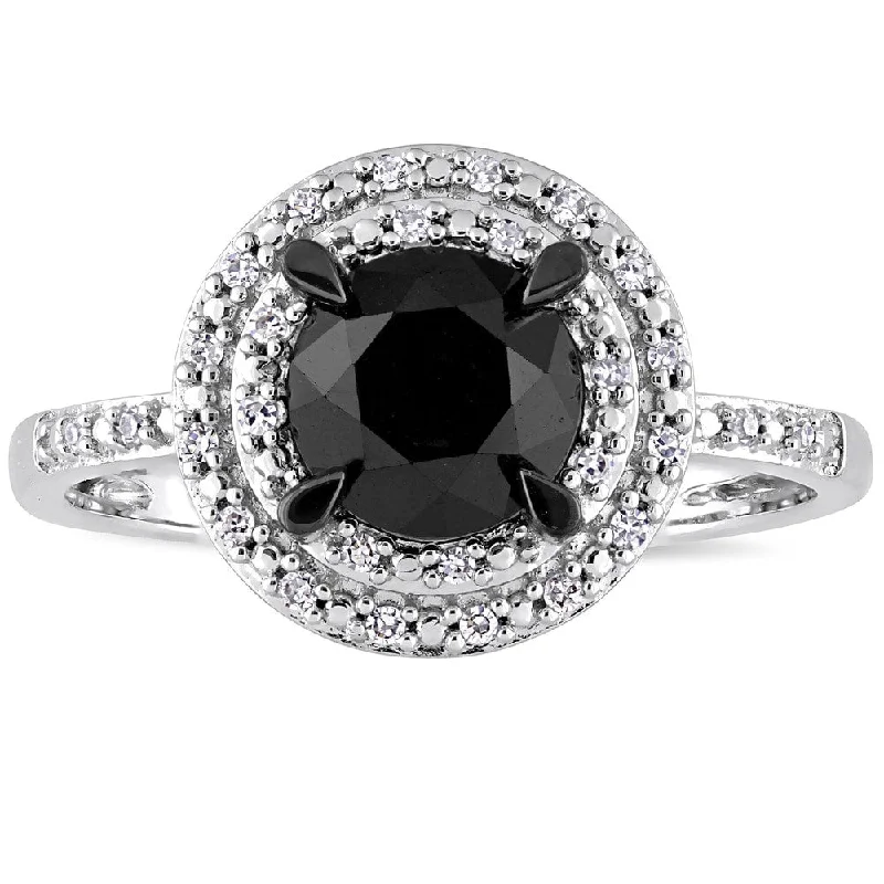 black gold ring for women -Miadora Signature Collection Signature Collection 14k White Gold 1-5/8ct TDW Black and White Diamond