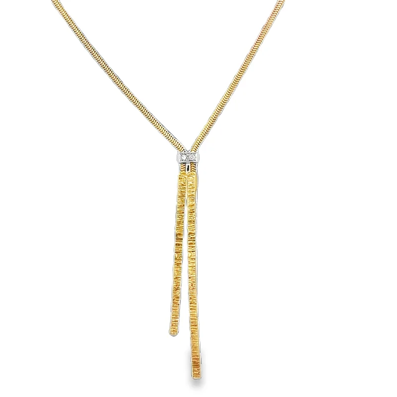 moonstone necklace for women -Modern Lariat Style Necklace in Yellow Gold