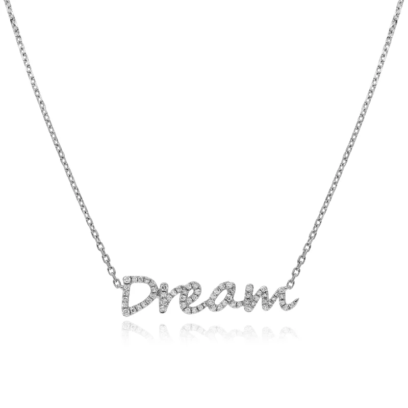 custom engraved necklace for couples -0.20ct Diamond 'Dream' Necklace set in 14KT White Gold / N25567E