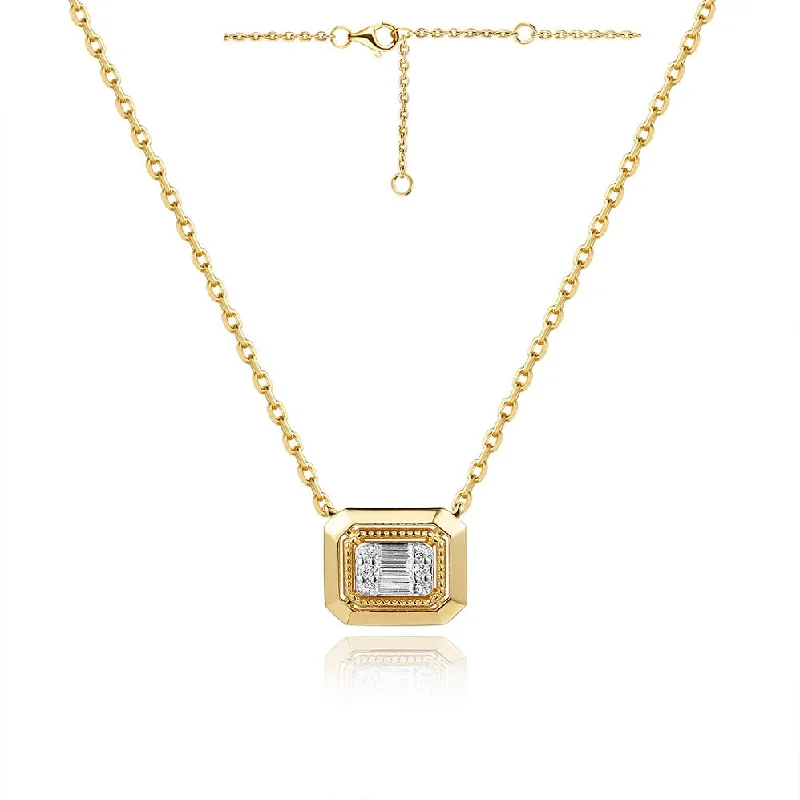 rose gold necklace for women -0.09ct Diamond Necklace set in 14KT Yellow Gold / N25786A