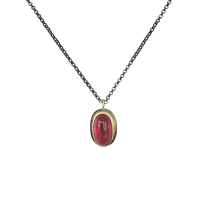 delicate gold chain necklace -Blush Tourmaline Landscape Necklace