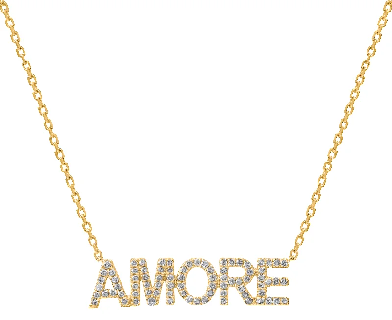 crystal pendant necklace for women -0.32ct Diamond 'Amore' Necklace set in 14KT White Gold / N25569B