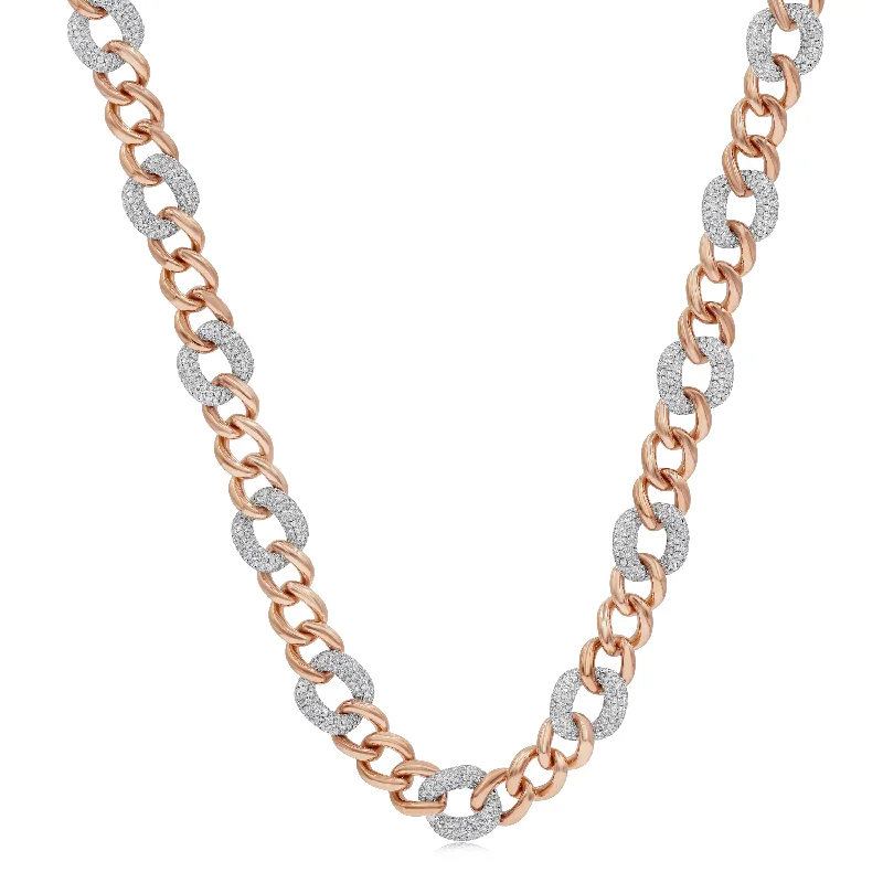 rose gold initial necklace for women -33.60ct Diamond Cuban Men's Necklace set in 18KT White and Rose Gold / NF206