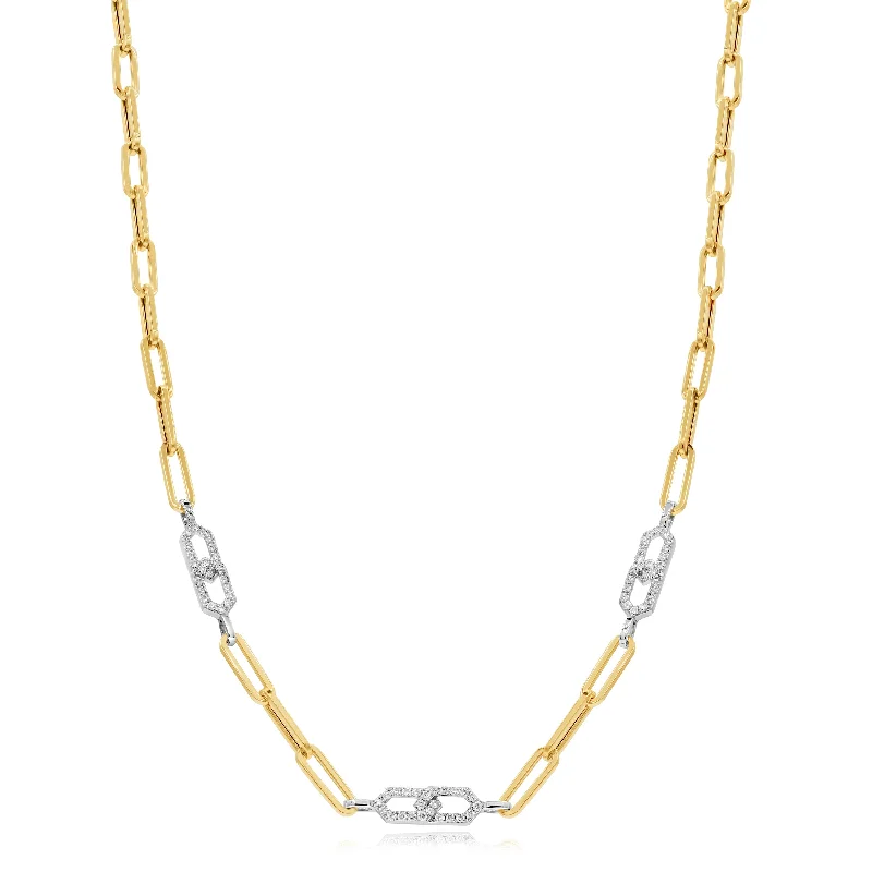 nameplate necklace for women -0.64ct Diamond Necklace set in 14KT Yellow and White Gold / NN412