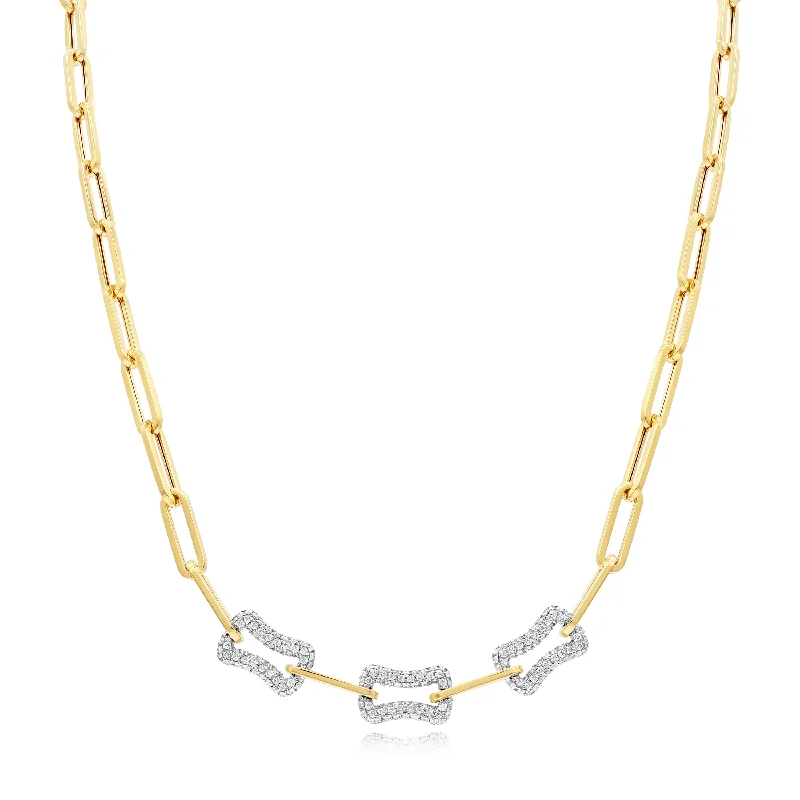 statement necklace for women -1.39ct Diamond Necklace set in 14KT Yellow and White Gold / NN416