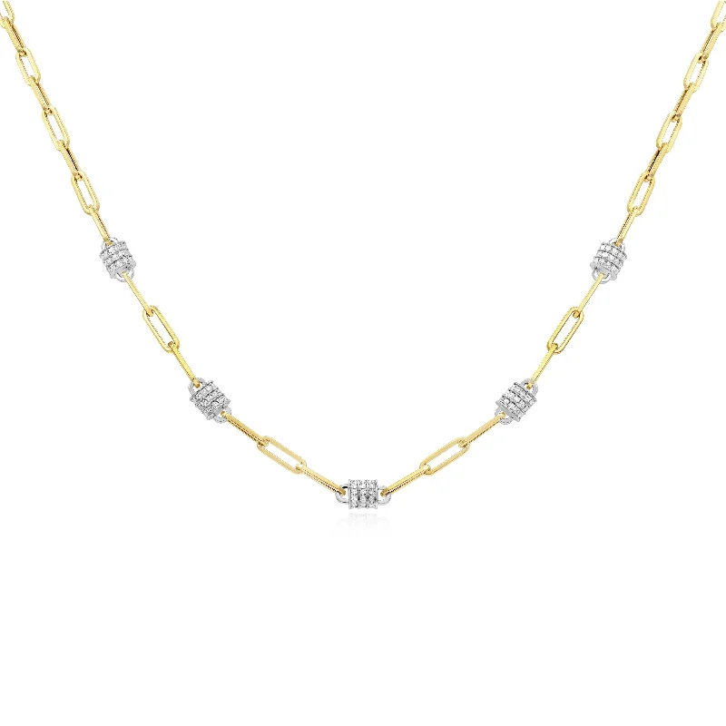 men’s cross pendant necklace -1.36ct Diamond Necklace set in 14KT Yellow and White Gold / NN424