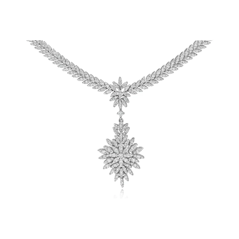 butterfly pendant necklace for girls -3.61ct Diamond Necklace set in 18KT White Gold / THKN176