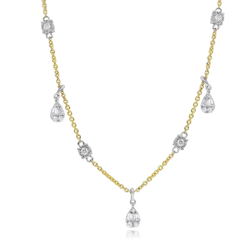 personalized name necklace for women -0.59ct Diamond Necklace set in 14KT Yellow and White Gold / NM412D