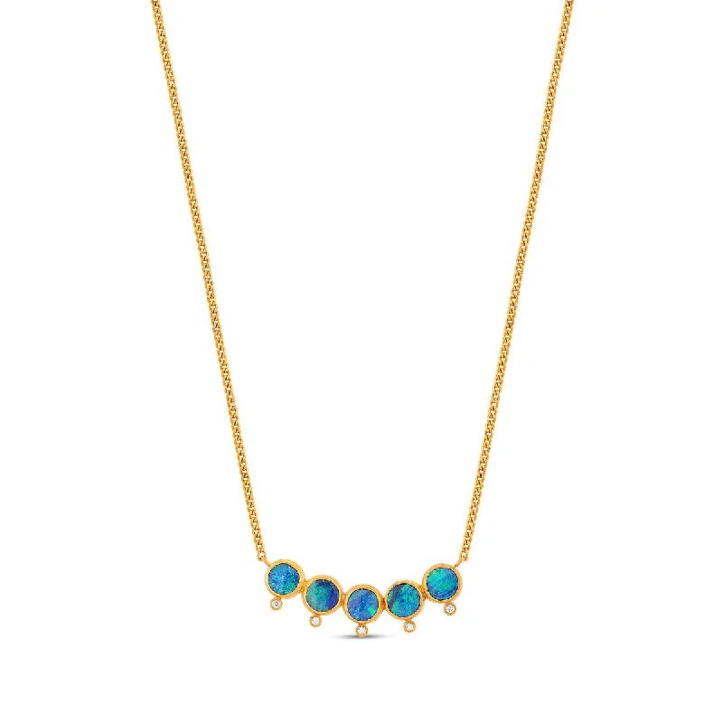 minimalist birthstone necklace -Opal Necklace with Diamond