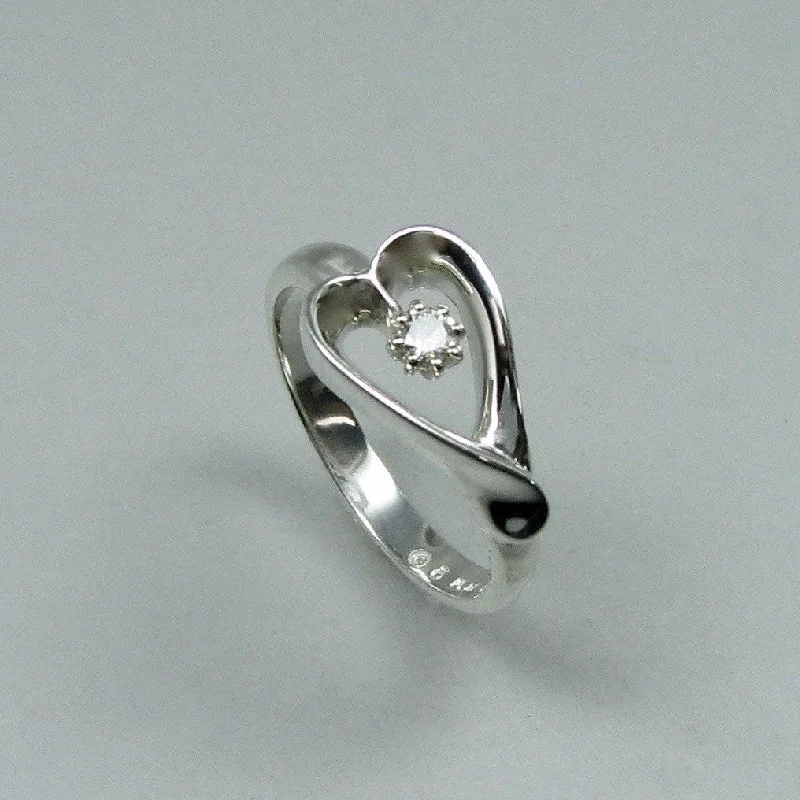 adjustable silver ring for women -Open Heart Ring