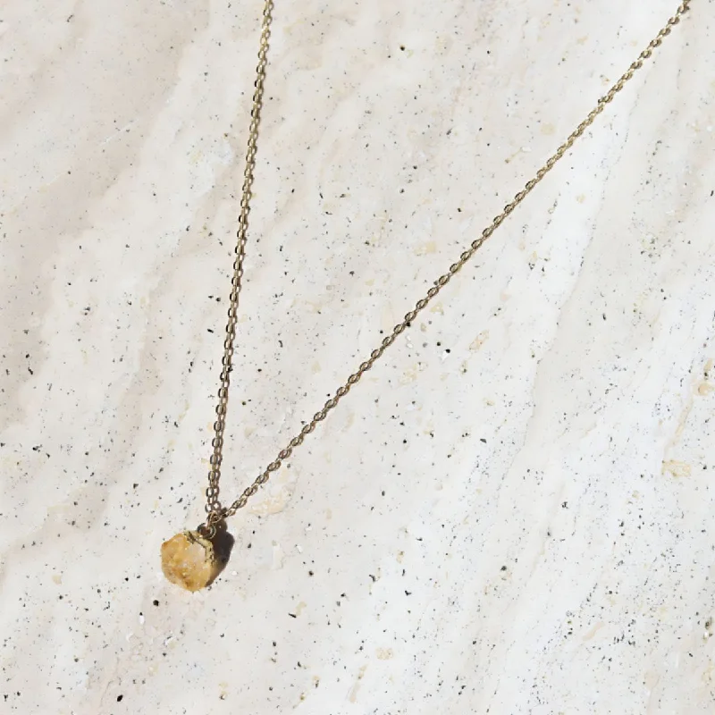 name bar necklace for women -Raw Citrine Chain Necklace