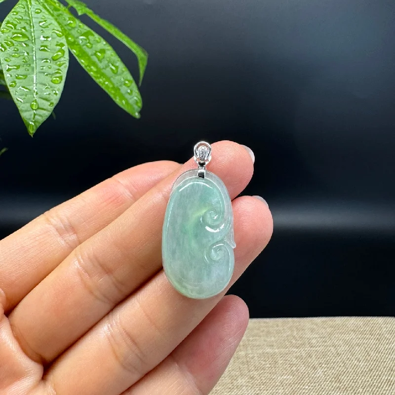 silver heart necklace for women -RealJade® Co. Genuine Icy Green Jadeite Jade Good Luck RuYi Necklace With 18K  White Gold Bail