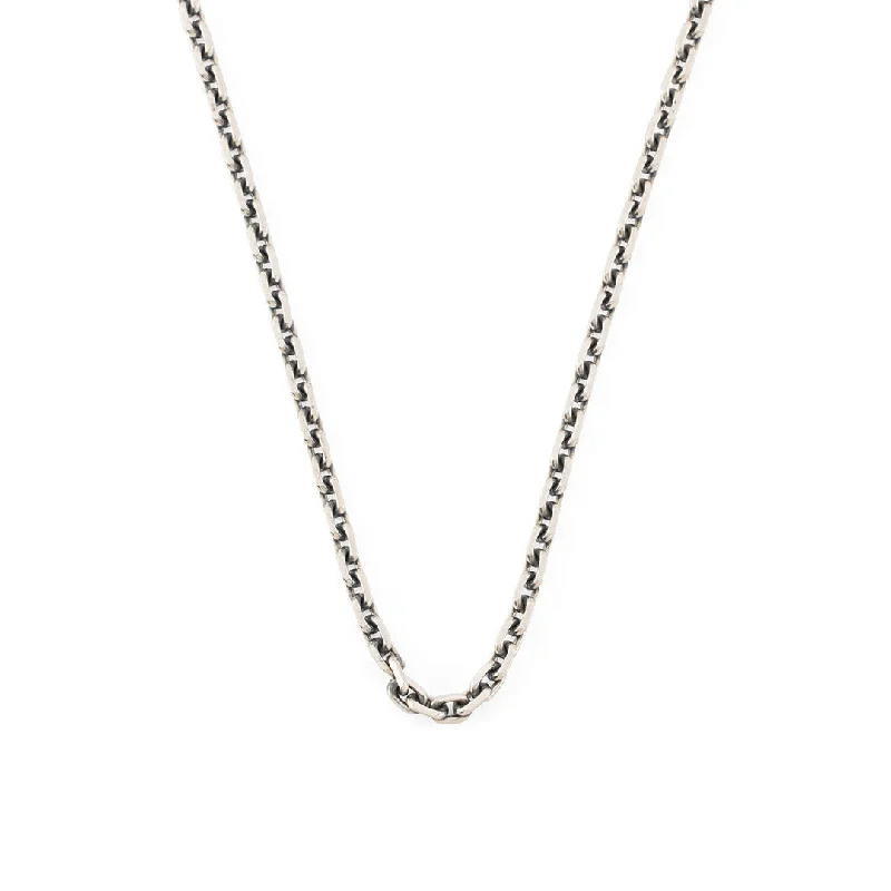 minimalist birthstone necklace -Silver Cable Chain