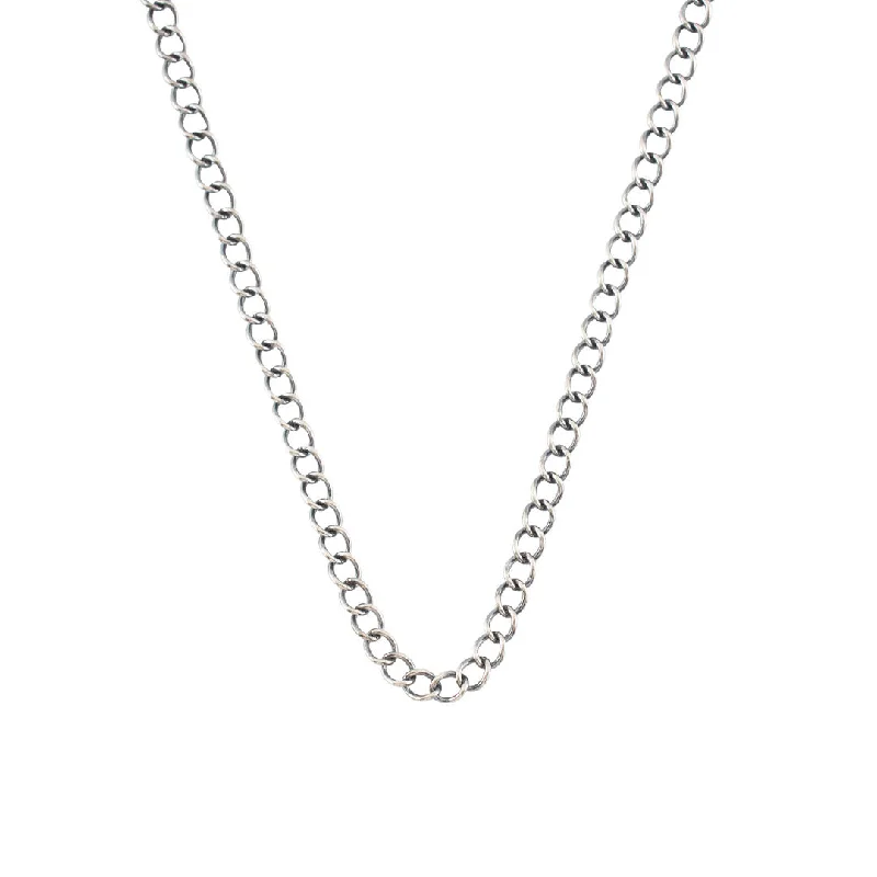 engraved birthstone necklace for moms -Silver Open Link Curb Chain