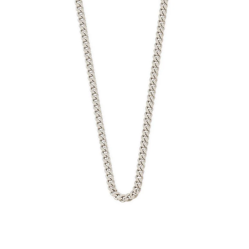 gold nameplate necklace for women -Silver Rhodium Diamond Cut Chain