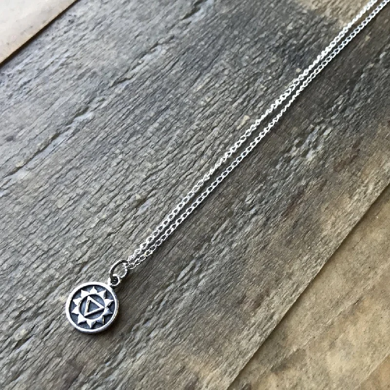 long pendant necklace for layering -Solar Plexus Chakra Sterling Silver Chain Necklace