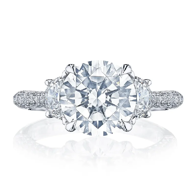 vintage-inspired ring for women -Tacori Founder's Collection, RoyalT Round 3-Stone Engagment Ring