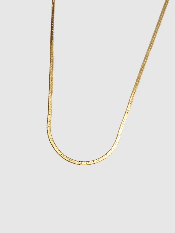 zodiac sign necklace for women -Thin Herringbone Chain in Gold