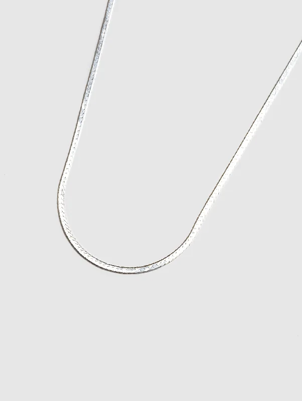 layered gold necklace for women -Thin Herringbone Chain in Sterling Silver