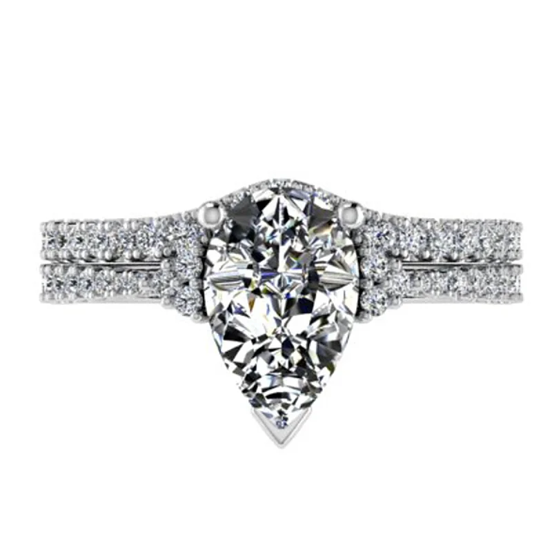 mother-daughter matching rings -V Shape Diamond Matching Band Bridal Set