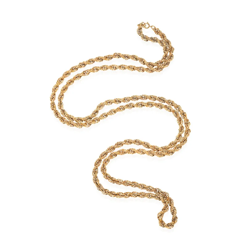 classic pearl necklace for formal events -Victorian Style Long Gold-Plated Twisted Rope Chain Necklace 60"