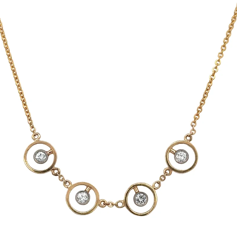 trendy necklace for teens -Vintage 1990s Diamond Circle Necklace in Yellow Gold