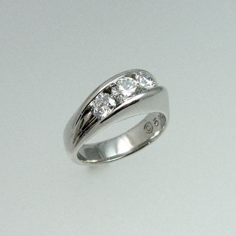 simple band ring for men -Waves Ring variation in Palladium with 1.10 ct t.w. diamonds