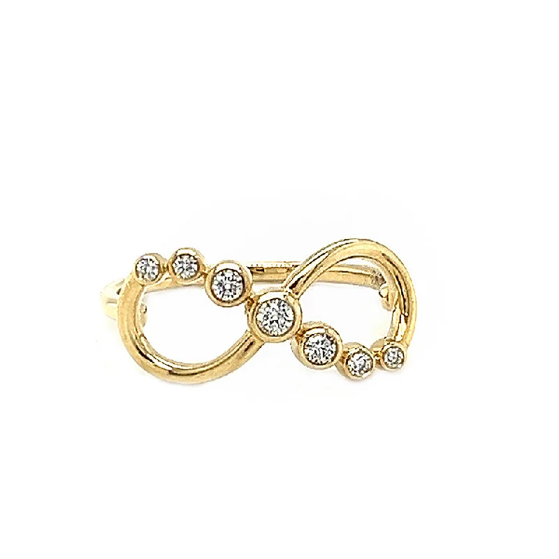 adjustable silver ring for women -Yellow Gold and Diamond Infinity Ring