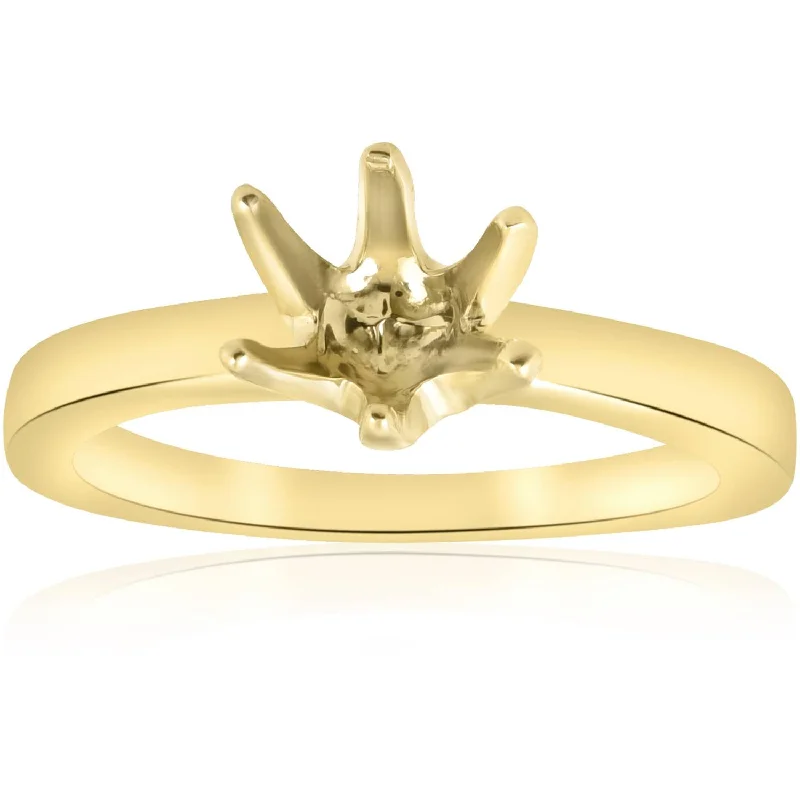 fashion ring for daily wear -Yellow Gold 14K Solitaire Semi Mount Engagement Ring