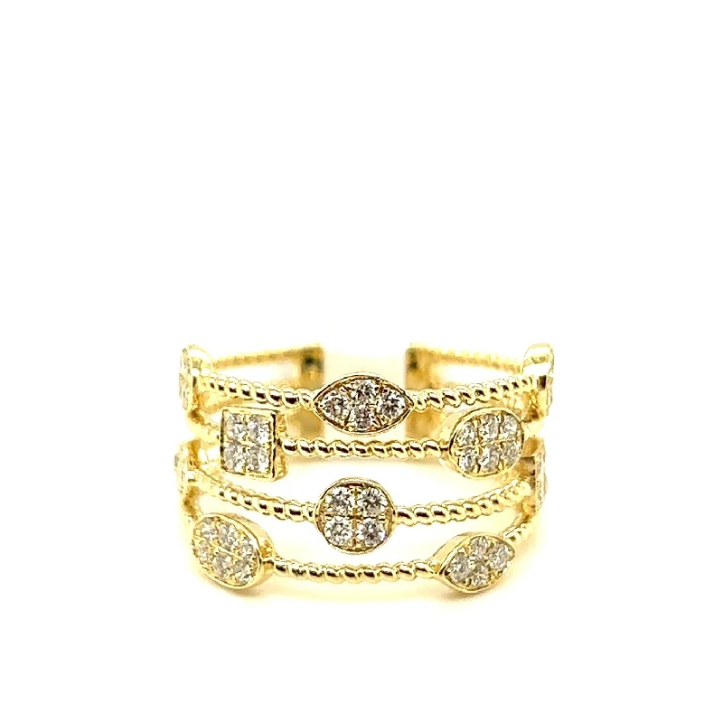 luxury gemstone ring for women -Yellow Gold Diamond Fashion Ring