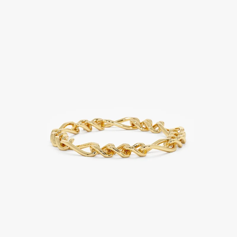 diamond engagement ring for women -14k Gold Figaro Chain Ring, Suzanne