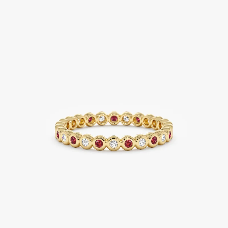 black gold ring for women -Alternating Ruby and Diamond Eternity Band, Nyra