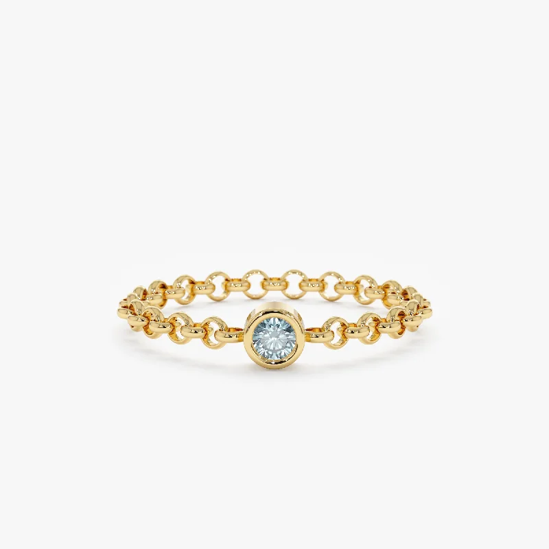 luxury gemstone ring for women -Aquamarine Chain Ring, Adriana