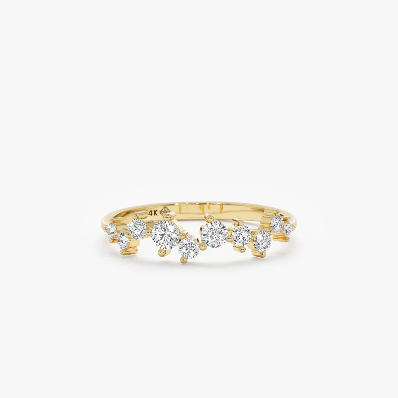 eternity band for women -Asymmetrical Set Diamond Cluster Ring, Sibyl