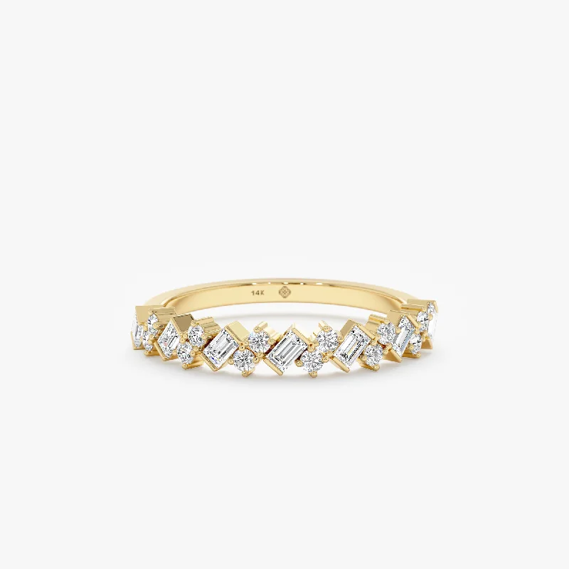 handmade gold ring for women -Baguette Diamond Cluster Ring, Ebrar