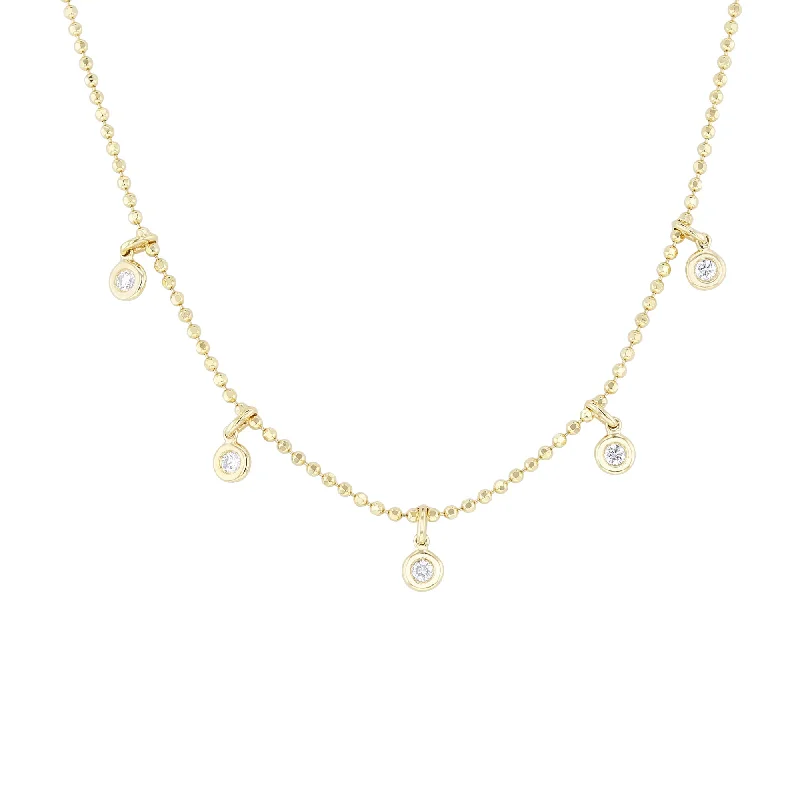 layered chain necklace for women -Beaded Bezel Station Diamond Necklace