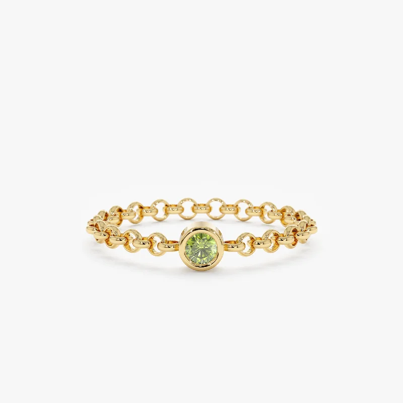 birthstone ring for moms -Peridot Chain Ring, Adriana