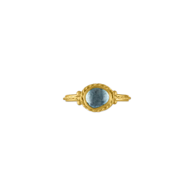 gold wedding band for men -Blue Sapphire Chorda Ring