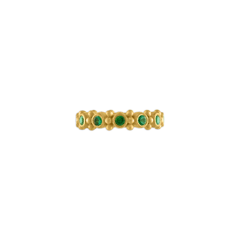 delicate gold ring for layering -Emerald Bulla Aeon Ring