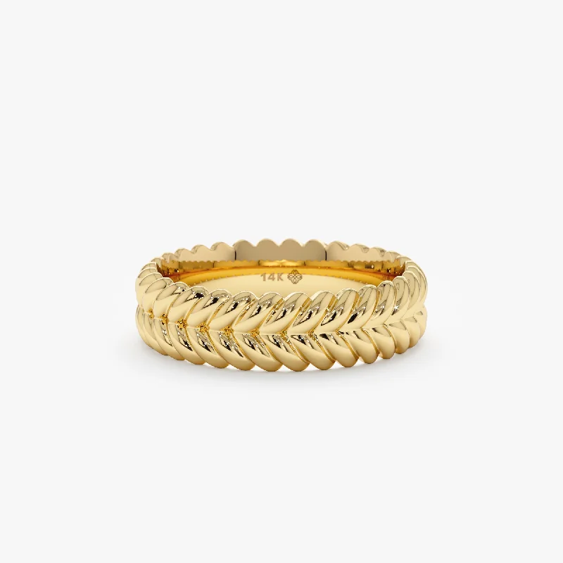 birthstone stacking rings for women -Chevron Design Ribbed Ring, Chitah