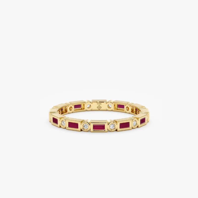 infinity ring for couples -Diamond and Baguette Ruby Eternity Ring, Tamia