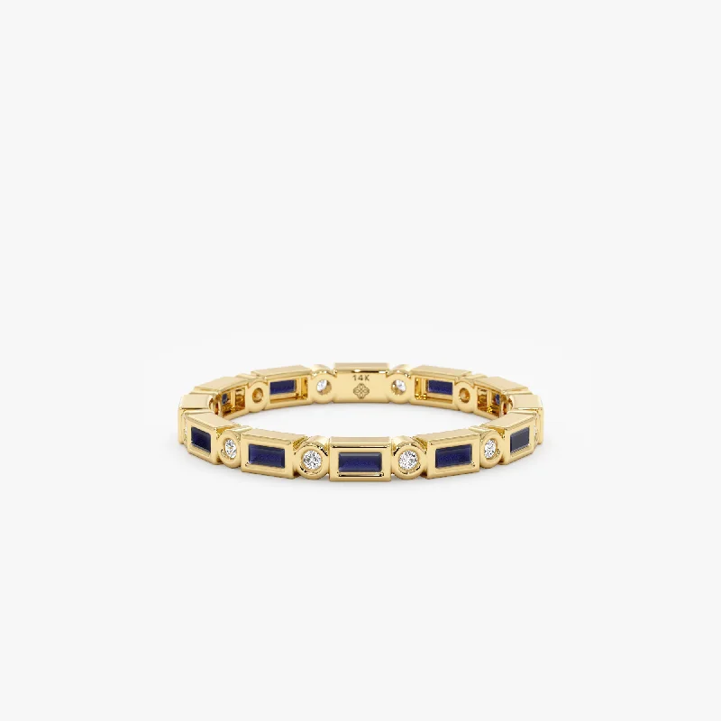 men’s titanium ring -Diamond and Baguette Sapphire Eternity Ring, Tamia