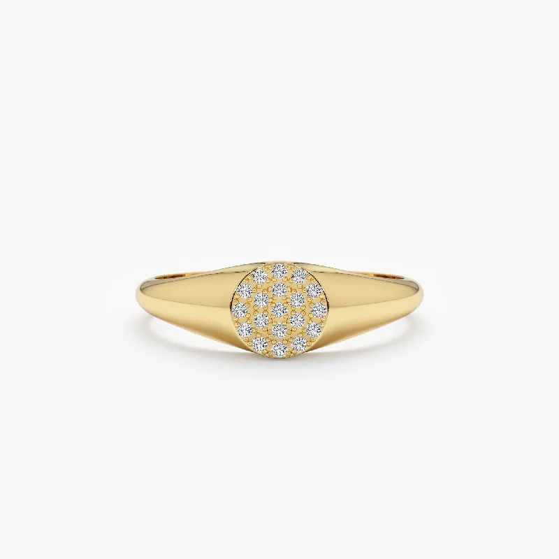 boho style ring for women -Diamond Circle Signet Ring, Monroe