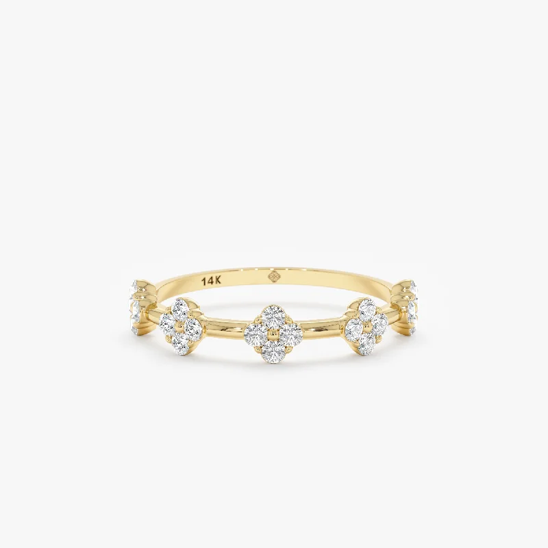 fashion ring for daily wear -Diamond Multi Clover Ring, Emersyn