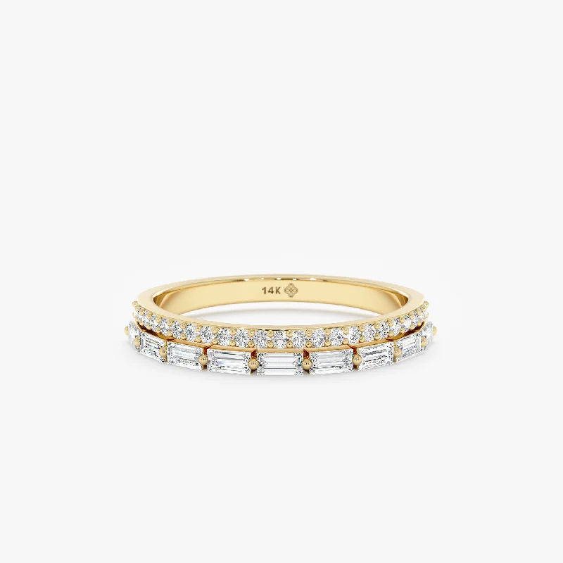 delicate gold ring for layering -Double Band Diamond Ring, Celeste