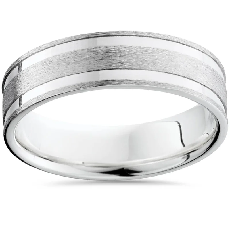 adjustable ring for women -Double Channel Brushed Wedding Band 950 Platinum Size Selectable