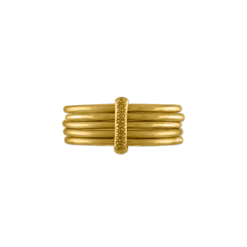 gold band ring for men -Five Stack Rattle Ring