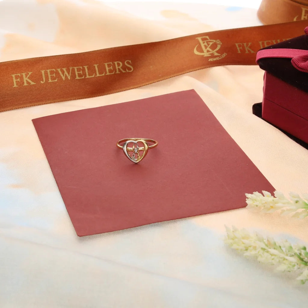 mother-daughter matching rings -Gold Dual Tone Heart Shaped Ring 18KT - FKJRN18K7341