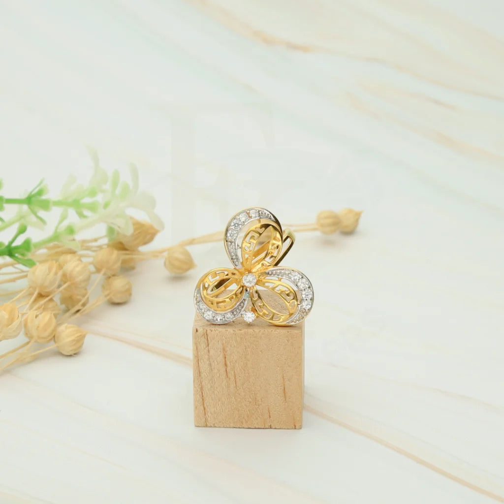 delicate gold ring for layering -Gold Flower Shaped Ring 21KT - FKJRN21K7303